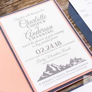 Mountain Wedding Invitations, Ski Resort Wedding Invitations,  Destination Wedding Invitation, Winter Wedding invitation