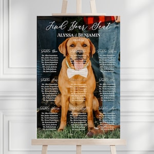 Sitzplan Vorlage Download, Sitzkarte Hochzeit Hund Foto digital, Hochzeit Sitzkarte druckbar, 20 25 27 Tische