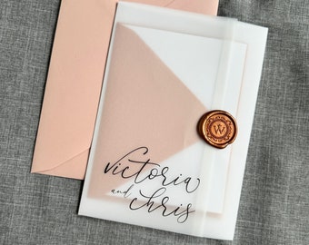 Custom Vellum Wedding Invitation Wraps, 5x7 Invitation Vellum Jackets, Belly Wrap for Invitations, A7 Invite Accessories