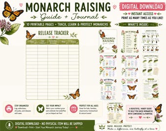 Monarch Butterfly Release Tracker and Information Guide | How to raise Butterflies | Digital Download