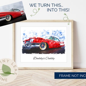 Car Guy christmas gift, custom car portrait, Christmas Gift for Dad, Car Drawing from Photo, Classic Car Art, Watercolor Car Gift