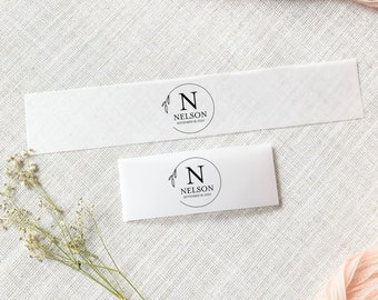 Personalized Vellum Belly Bands for Wedding Invitations, Customized with Last Name & Initial, Invitation Bands, Vellum Invitation Bellybands