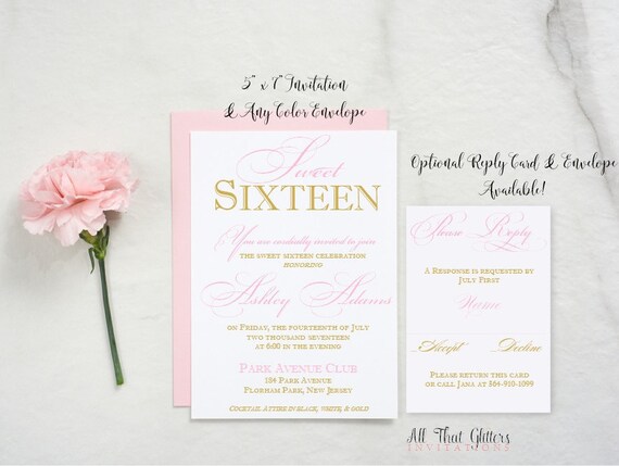sweet 16 invitations sweet sixteen invitations sweet 16 etsy