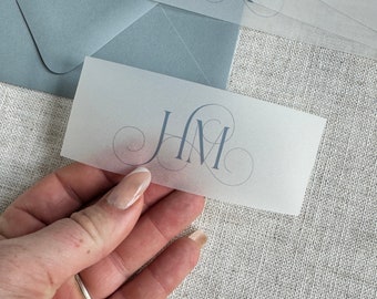 Personalized Vellum Belly Bands for Wedding Invitations, Customized with Initials, Invitation Bands, Vellum Jacket, Invitation Wraps