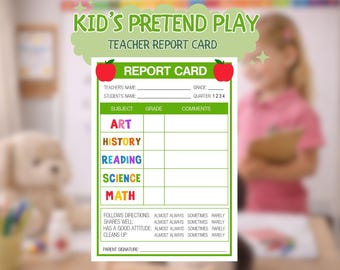 Pretend Play Notizblock für Kinder | Rolle spielen druckbare digitale Download, Lehrer melden Karte