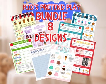 Pretend Play Notepad Set for Kids | Role Play Printable Digital Download, Cafe Restaurant Bundle, Ice Cream, Candy, Spa