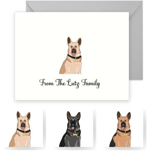 Personalized German Shepherd Notecards, German Shepherd Owner Gift, Pet Owner Note cards, German Shepherd Stationery, Set of 10 Folded