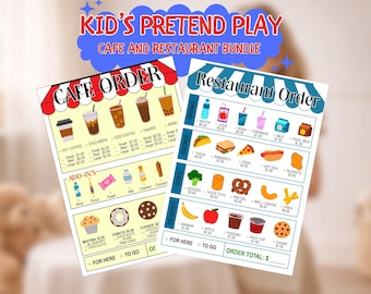 Pretend Play Notizblock für Kinder | Rolle spielen druckbare digitale Download, Cafe Restaurant Bundle