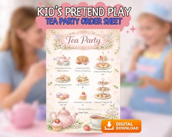 Pretend Play Notizblöcke zum ausdrucken für Kinder – Menü Teeparty – Kleinkind Rollenspiel – Digitaler Download