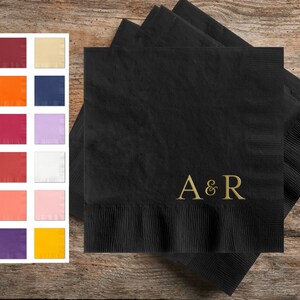 Custom napkins for wedding reception, Set of 50 Luncheon napkins with foil, initial wedding napkins, Dinner napkins, Personalized Napkins