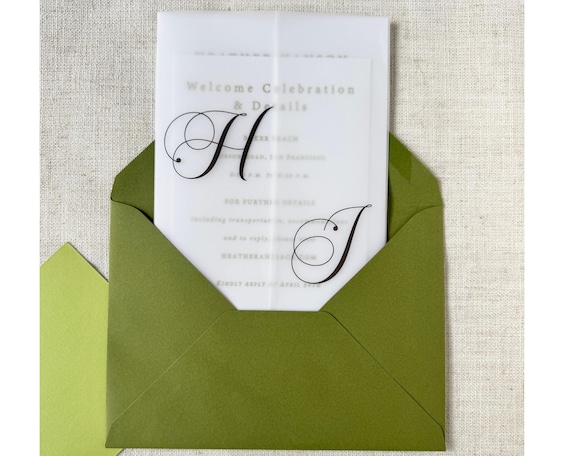 Personalized Wedding Invitation Vellum Wraps , Translucent Wedding Invitation Jackets, Vellum Wedding Invitation DIY Invitation Accessories