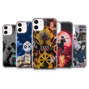 May include: A collection of five phone cases featuring anime-style illustrations. The cases display various characters and scenes with vibrant colors and detailed artwork. Each case has a different design, showcasing a range of artistic styles.