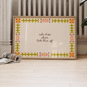 Boho Shoes off sign, Floral entryway wall art, Wall Art Welcoming image 1