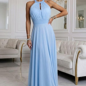 bridesmaid dress one size fits all One-Shoulder Chiffon Maxi Dress with Shirred Front Slit in Vineyard Green (Green)