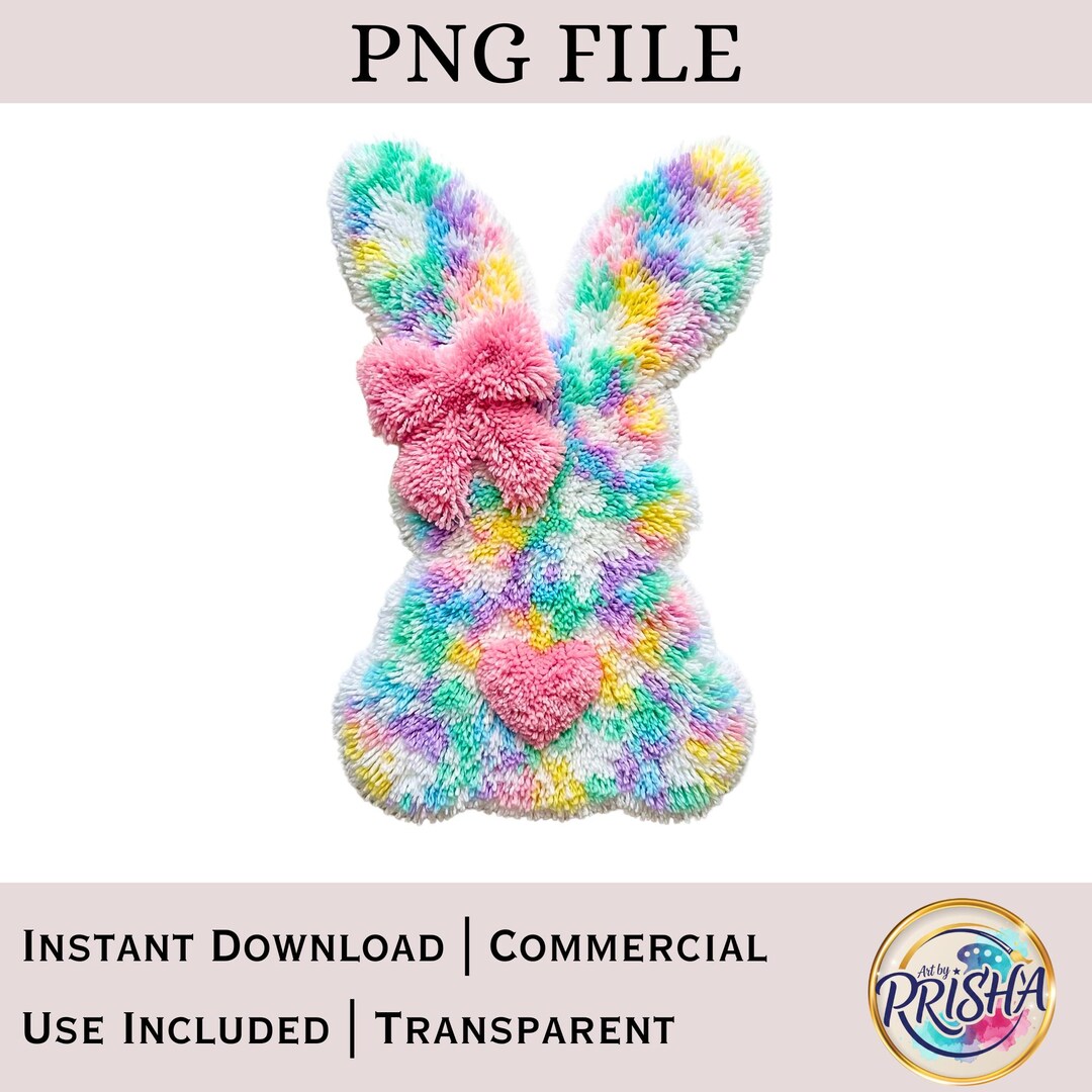 Easter Bunny PNG | Latch Hook Textured Rabbit Art | Spring Holiday ...