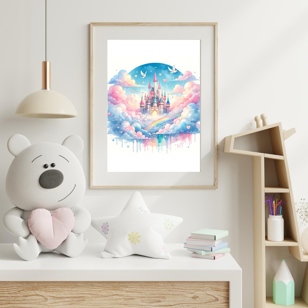 Princess Castle Nursery Wall Art Printable | Fairytale Room Decor ...