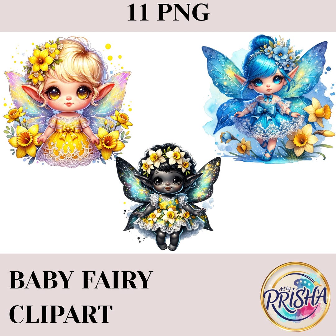 Baby Fairy Clipart Bundle | Fantasy Flower Graphics (digital Download ...
