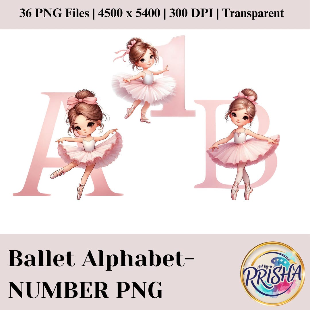 Ballet Alphabet PNG A to Z | Ballerina Letters Numbers Set | Dance ...