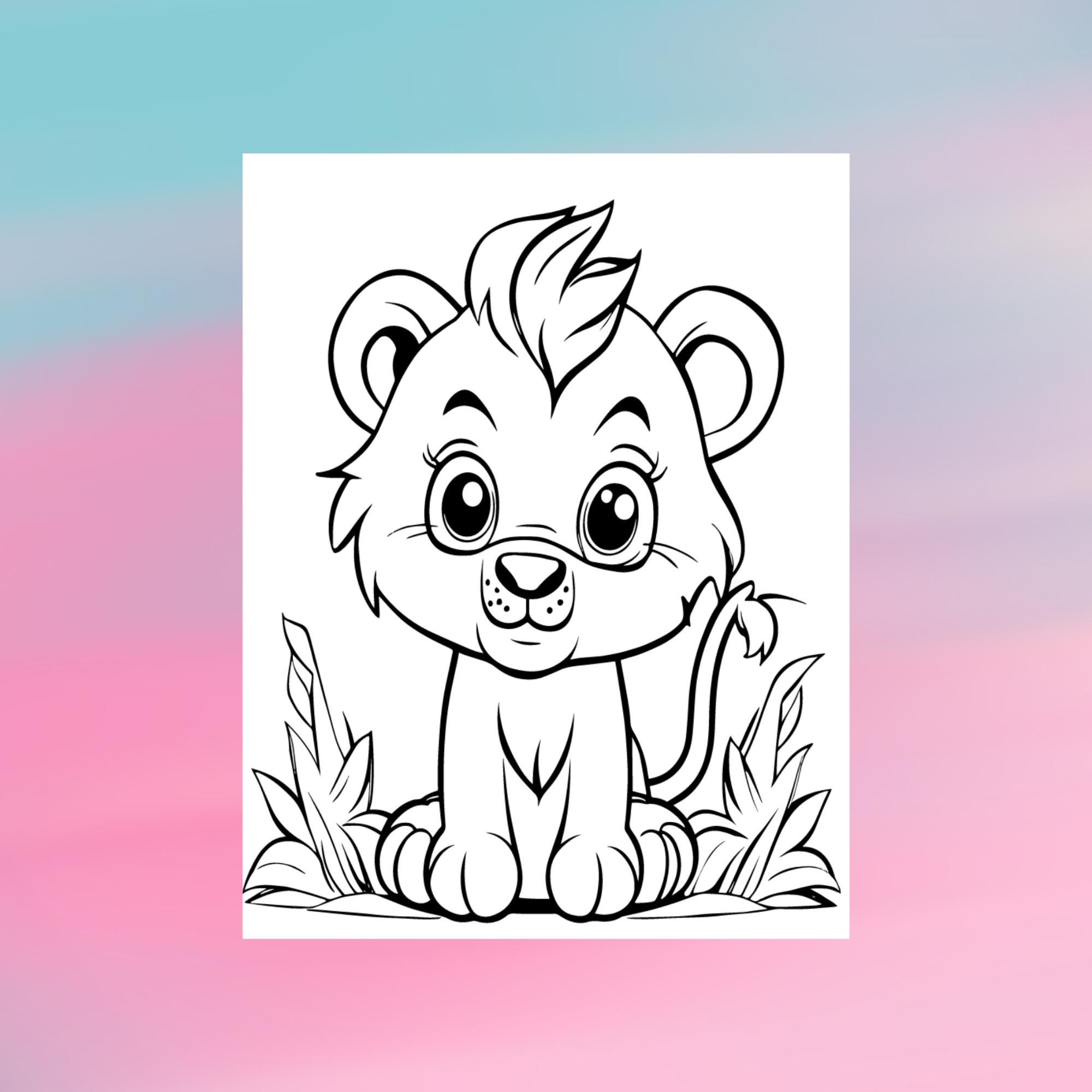Lion Coloring Book Printable Pages Kids Activity Sheets | Jungle Animal ...