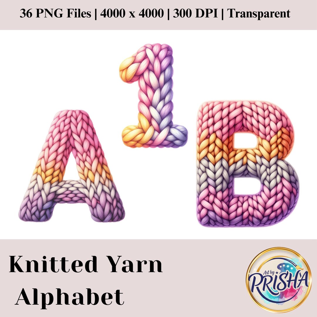 Yarn Letter R Knitted Yarn Alphabet Numbers PNG A–Z 0–9 | Crochet Letter Clipart ...