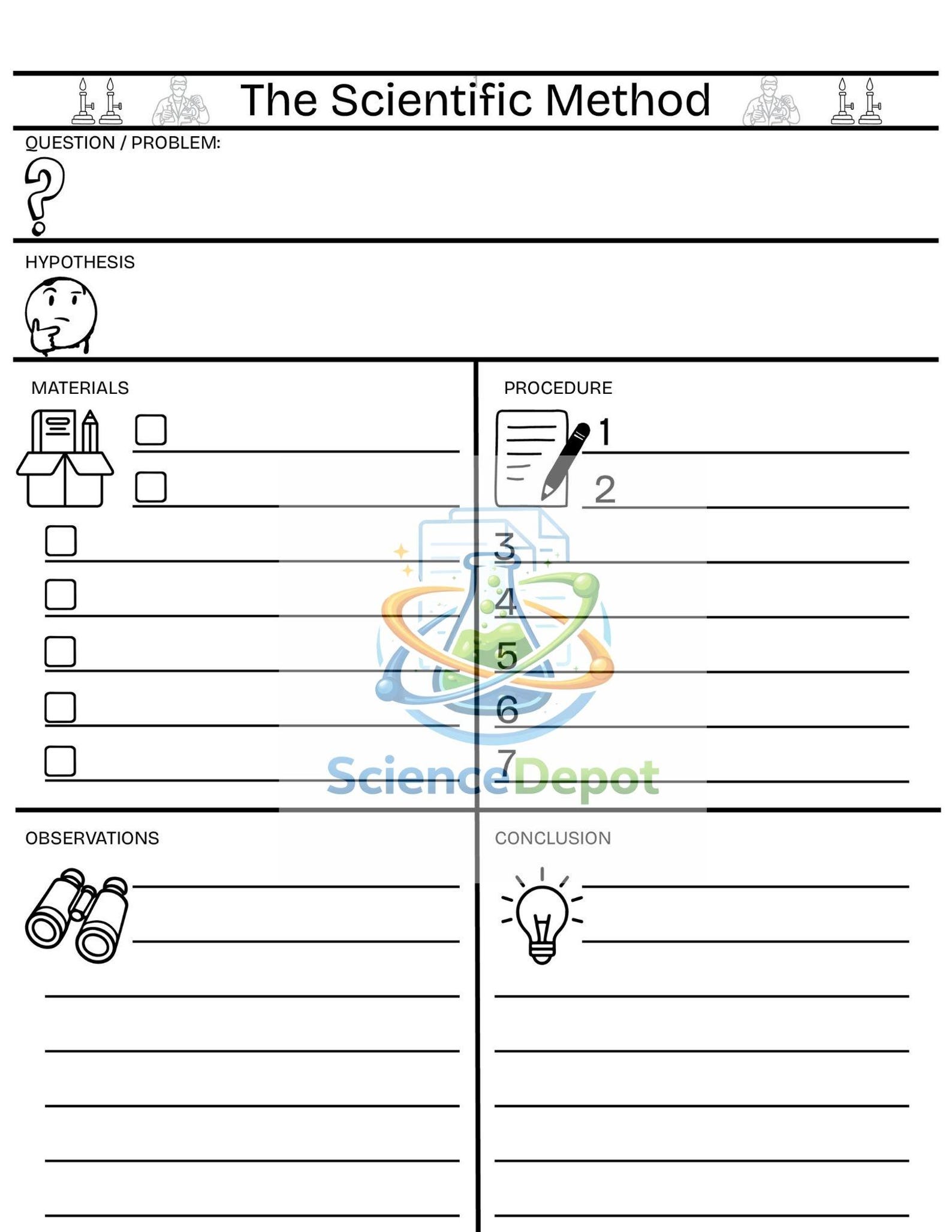 Scientific Method Worksheet | Fillable PDF | Printable Science ...