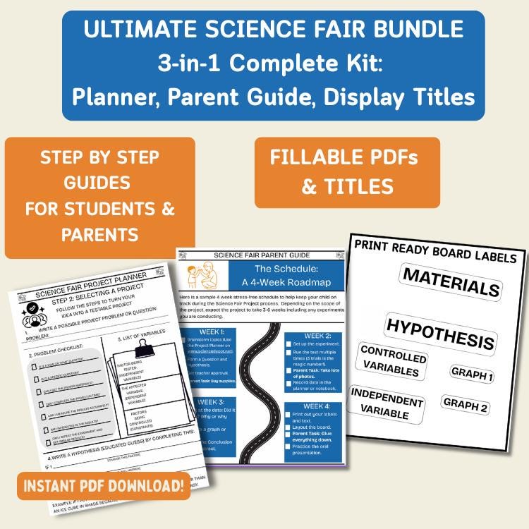 Ultimate Science Fair Bundle | Project Planner, Parent Guide & Board ...