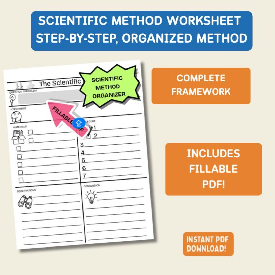 Scientific Method Worksheet | Fillable PDF | Printable Science ...