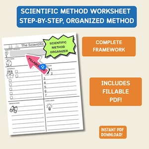 Arbeitsblatt zur wissenschaftlichen Methode | Ausfüllbares PDF | Druckbares wissenschaftliches Experiment | Grundschule STEM | Science Fair | Sofort Download