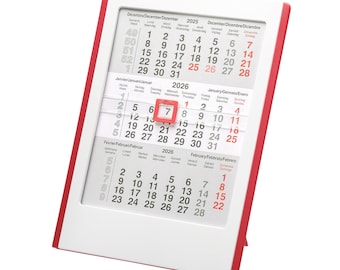 Calendario de escritorio 2026 / Vista compacta de 3 meses / Indicador de día deslizante