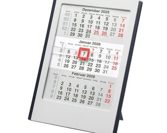 Calendario de escritorio 2026 / Vista compacta de 3 meses / Indicador de día deslizante