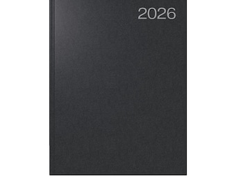 Agenda diaria 2026 A4 / Tapa dura negra / 1 día por página