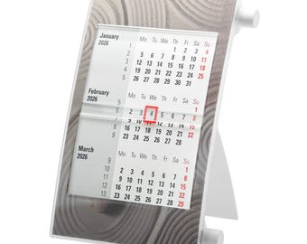Calendario de escritorio 2026 / Vista compacta y giratoria de 3 meses / Planificador de oficina profesional con indicador de día deslizante