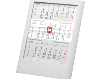 Calendario de escritorio 2026 / Vista compacta de 3 meses / Indicador de día deslizante