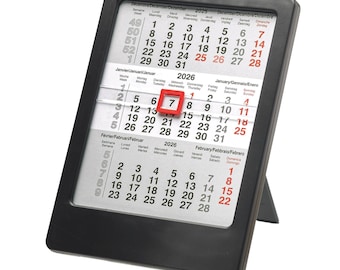 Calendario de escritorio 2026 / Vista compacta de 3 meses / Indicador de día deslizante