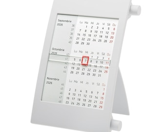 Calendario de escritorio 2026 / Vista compacta y giratoria de 3 meses / Planificador de oficina profesional con indicador de día deslizante