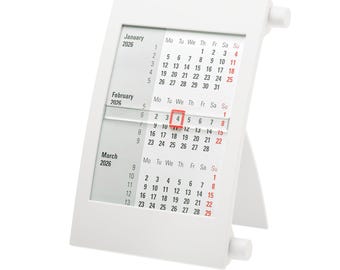 Calendario de escritorio 2026 / Vista compacta y giratoria de 3 meses / Planificador de oficina profesional con indicador de día deslizante