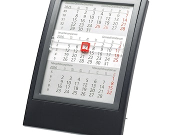 Calendario de escritorio 2026 / Vista compacta de 3 meses / Indicador de día deslizante