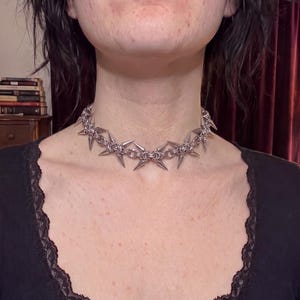 Star Spike Choker Punk Halsband Studs Ster Roestvrij Staal Zilver Gothic Goth Alt Grunge E-girl Ketting Dames Statement Industrial