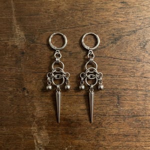 Pendientes Rivet Cadena Acero Inoxidable Punk Gótico Colgantes Plata Grunge Y2K Spike Statement Mujer Hombre