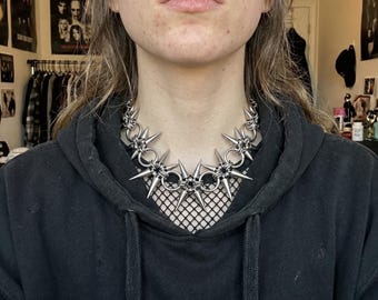 Gothic Spike Choker Necklace Stainless Steel Punk Industrial Chain O Ring Dark Aesthetic Unisex Jewelry
