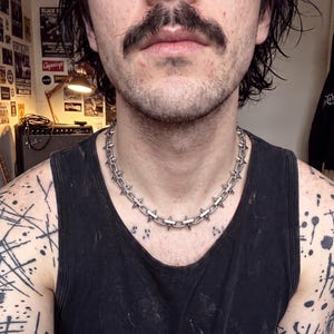 Spike Chain Halsband Punk Goth Titan Rostfritt Stal Silver, Spike Choker Alt Y2K Statement Edgy Vattentat Dark Unisex