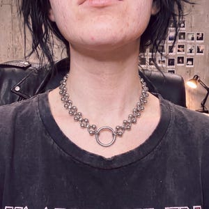 Bolketting O Ring Ketting Punk, Roestvrij Staal Gotisch Statement, Alt Dark Rock Choker Sieraden, Gotisch Cadeau