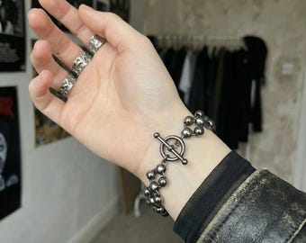 Gothic Chain Bracelet – Punk Industrial Stainless Steel Jewelry, Edgy Unisex Gift