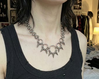 Gothic Spike Necklace Stainless Steel O Ring Chain Punk Choker Silver Unisex Alternative Jewelry Waterproof Durable Gift