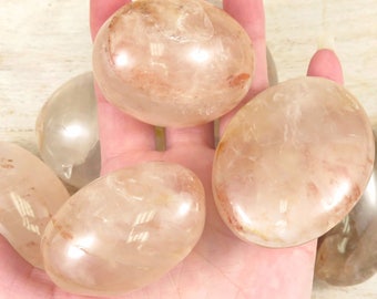 Hematoid Quartz Polished Palm Stones - Red Quartz Minerals - Crystal Points - Quartz Crystals - Hematite - Reiki Crystals and Stones