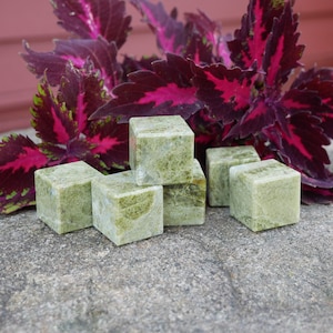 Vesuvianite Cube - Crystal Cube - Sacred Geometry - Stones for Heart Chakra - Stones for Desk Work - Crystals for Home