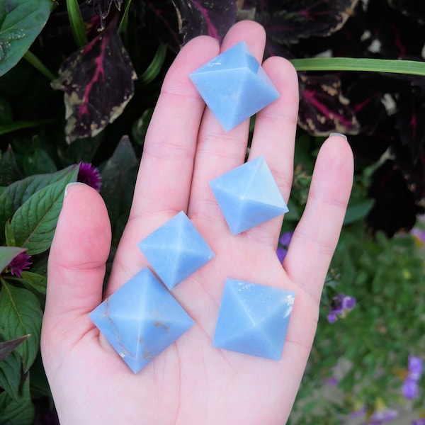 Angelite PYRAMIDS - Crystal Pyramids -  Healing Pyramids - Stones for Grids - Angel Stones - Crown Chakra Stones - REIKI MASTER