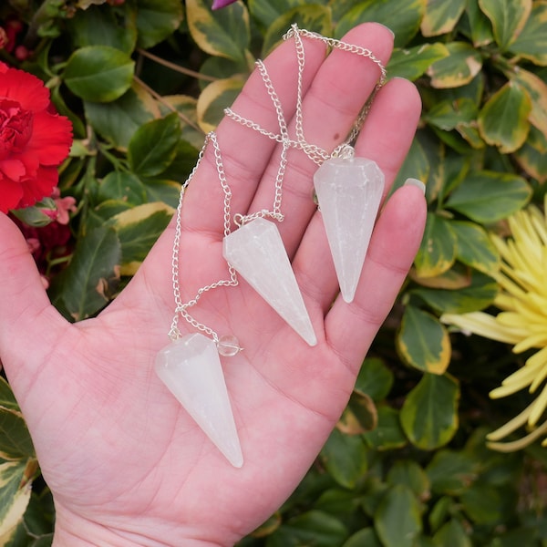 Selenite Pendulum - Crystal Pendulums - - High Vibrational Stones - Crystals for Cleansing - Stones for Spiritual Purification