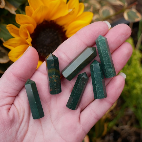 Bloodstone POINTS - Crystal Towers - Small Crystal Points - Crystals for Grid - Crystals for Decor - Crystals for Jewelry - Strength Stones