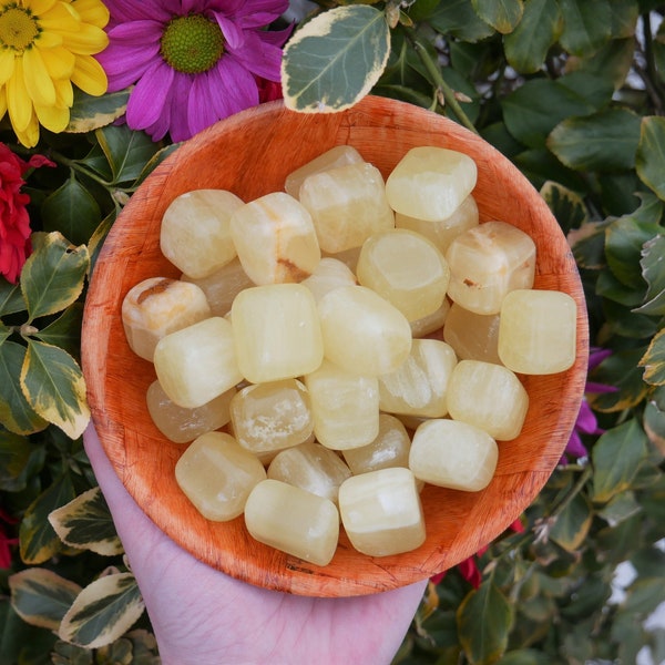 Lemon CALCITE Tumbled Stones - Polished Stones - Calcite from PAKISTAN - Crystals for Bowls - Crystals for Energy  - Stones for Friendship